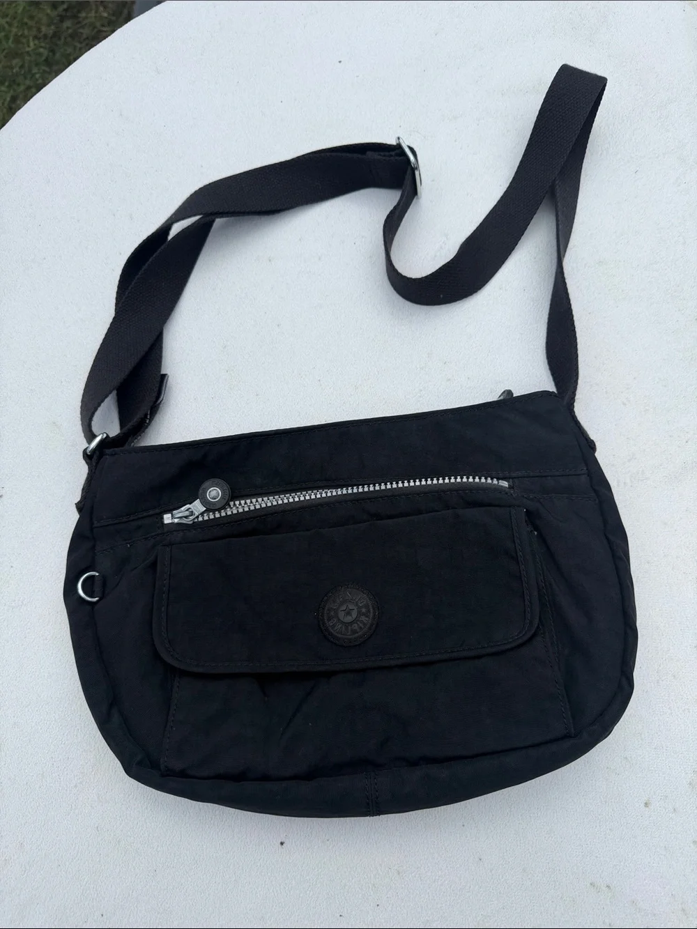 Kipling Black Crossbody Messenger Bag with Silver Hardware